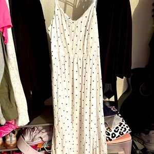 Medium summer dress white with black polka dots